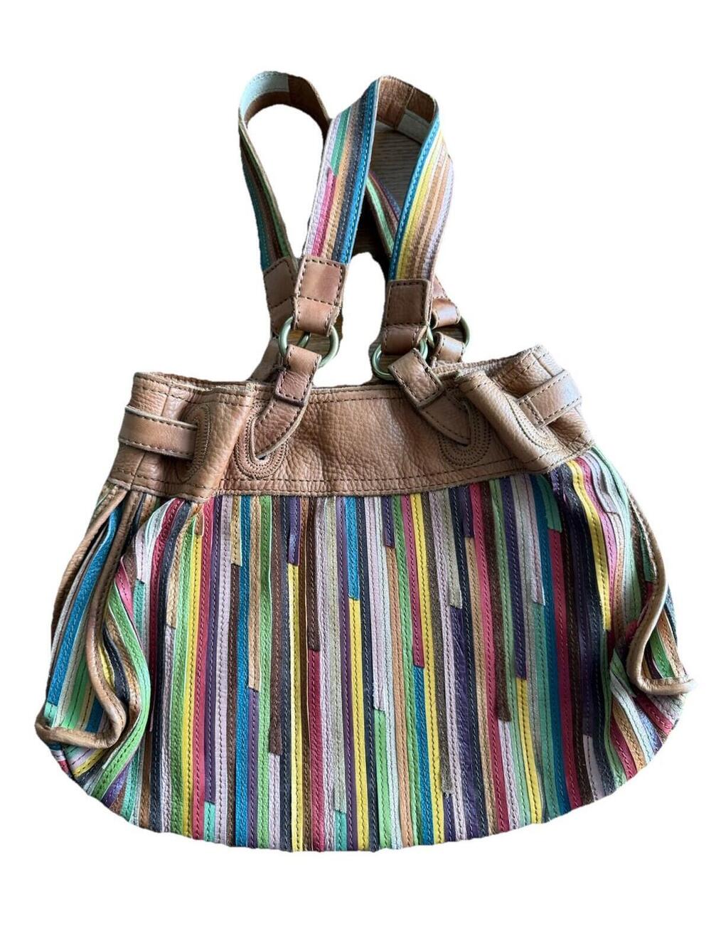Lucky Brand Pebble Grain Leather Large Hobo Shoulder Bag Drawstring Purse